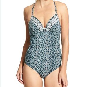 Athleta Women's One Piece Swimsuit S Antique Bandana Print Multicolor